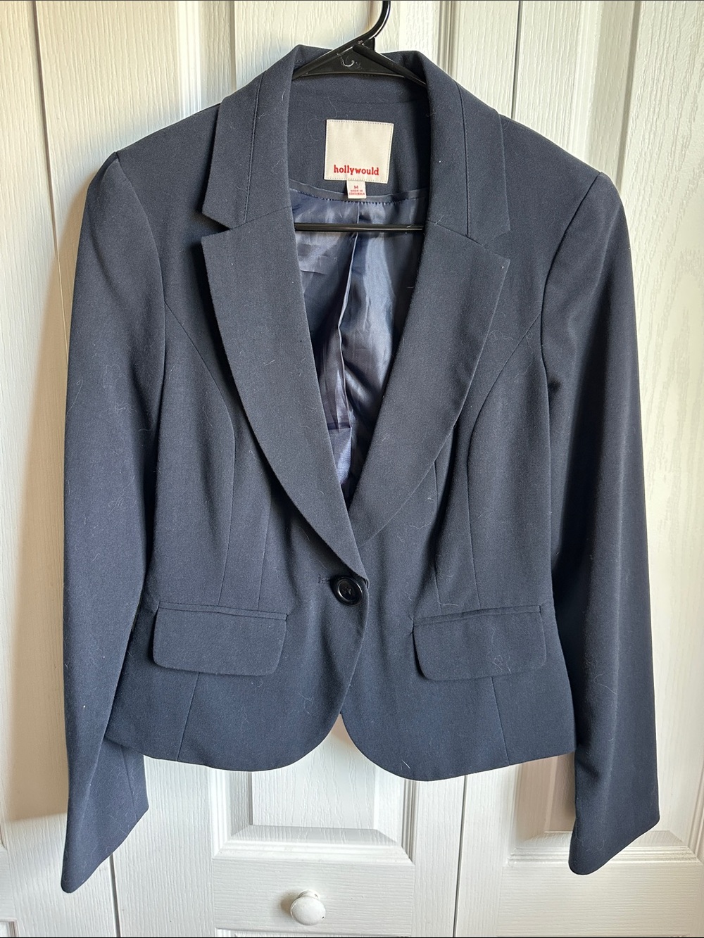 Hollywould Women's Navy Single-Button Blazer